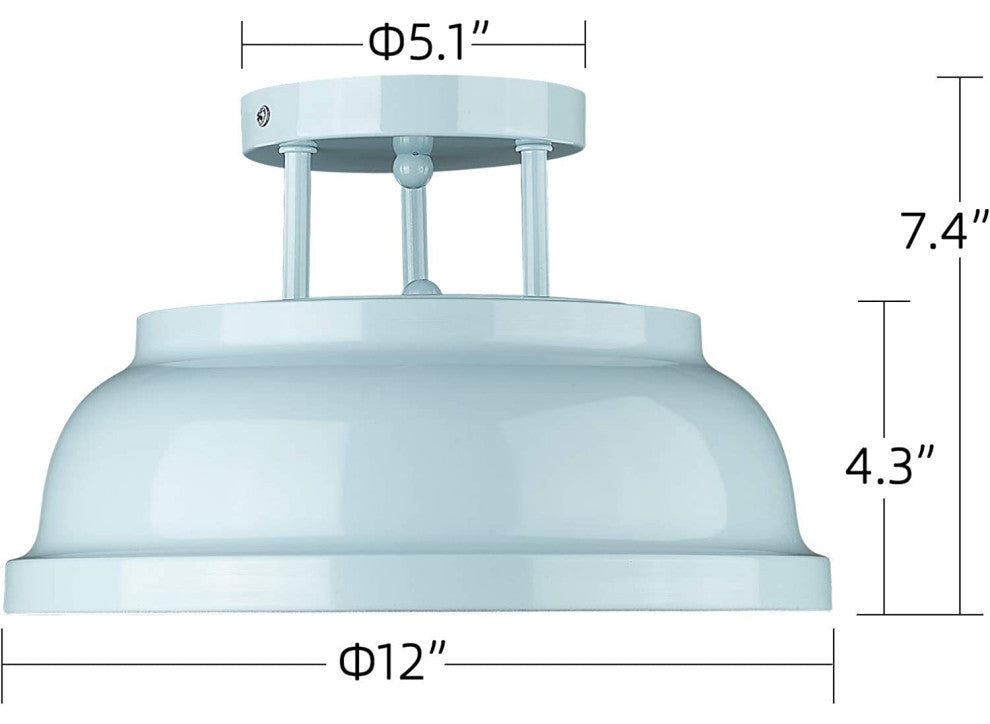2 Light Modern Semi Flush Mount, Light Blue