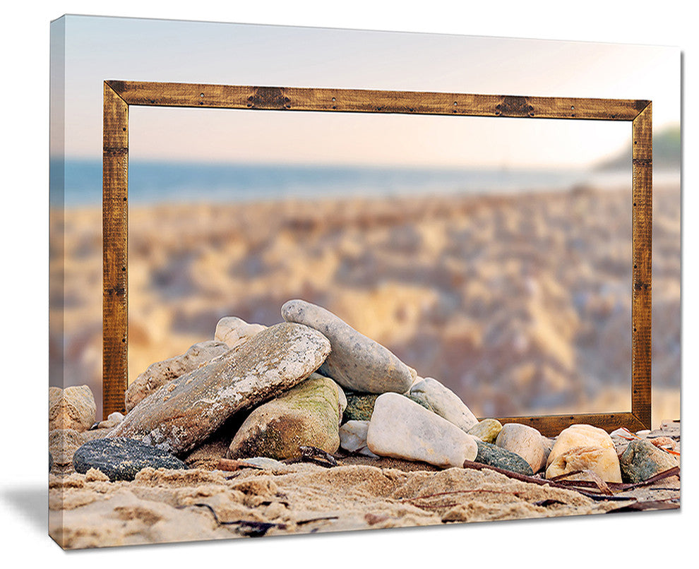 "Framed Blurred Seashore" Landscape Art Canvas Print, 20"x12"