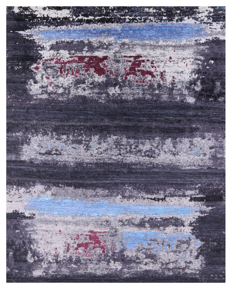 7' 10" X 9' 11" Wool and Silk Modern Handmade Rug Q7230