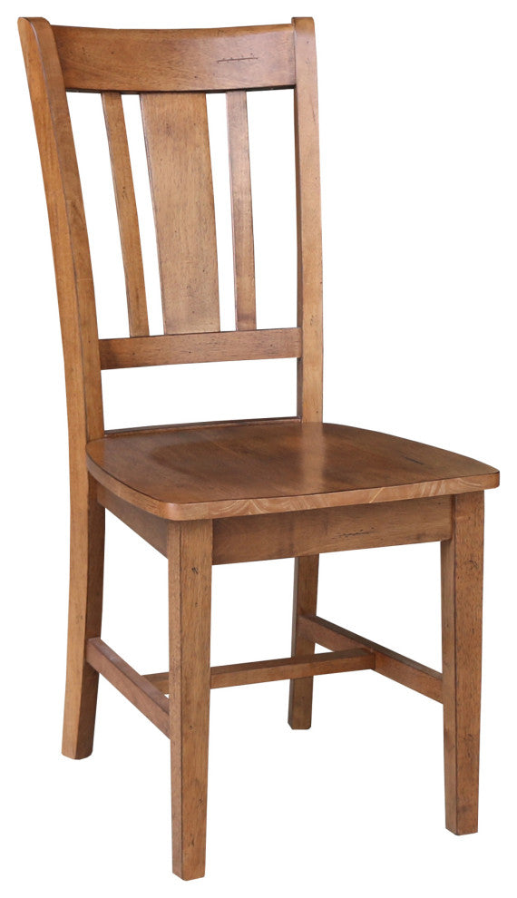 36" Round Top Pedestal Table With 2 San Remo Chairs, 3-Piece Set, Distressed Oak