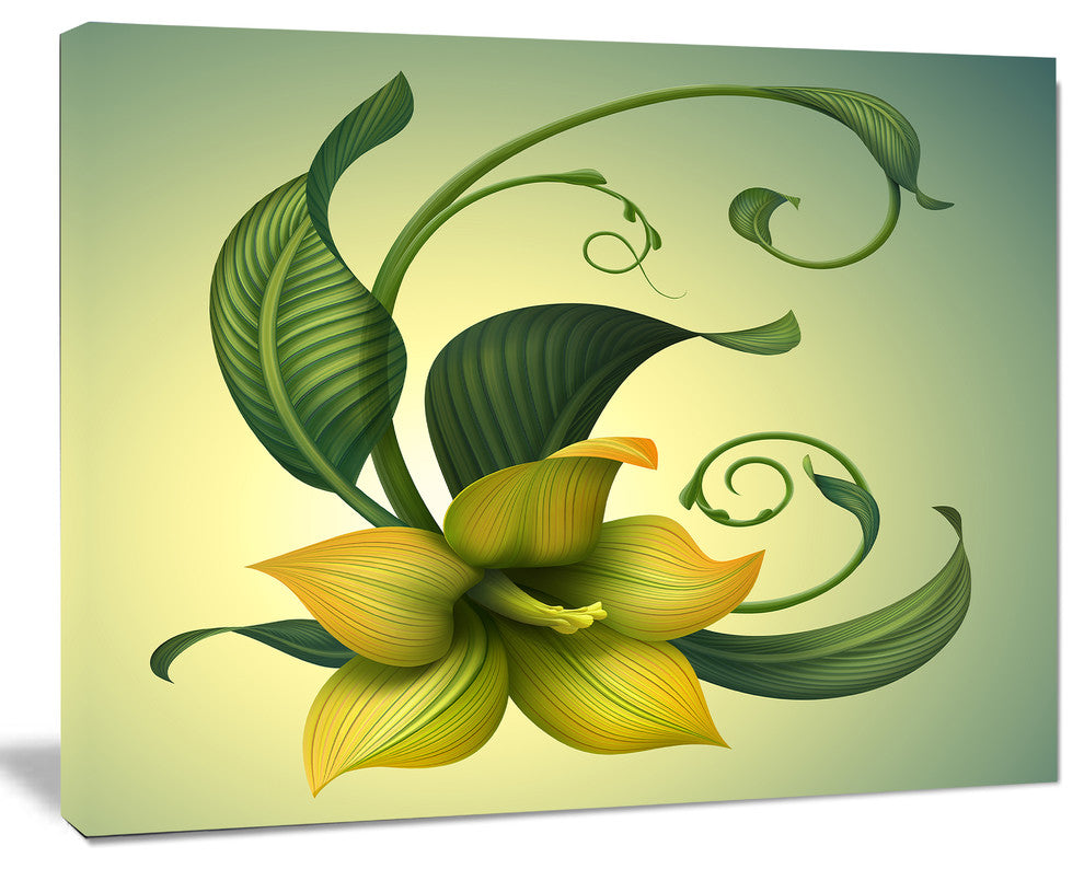 Yellow Fantasy Flower, Floral Canvas Art Print, 20"x12"