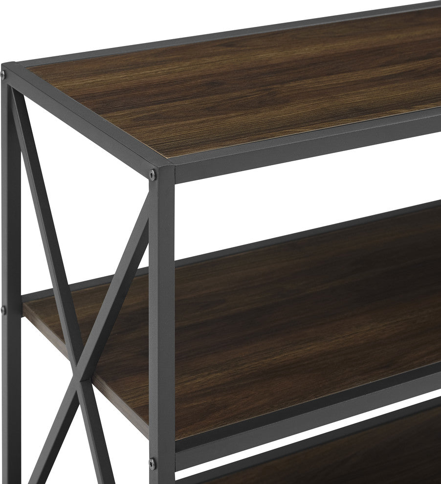 X Frame 60" Industrial Bookshelf - Dark Walnut