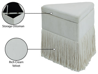 Trivoli Upholstered Ottoman/Stool, Cream, Velvet