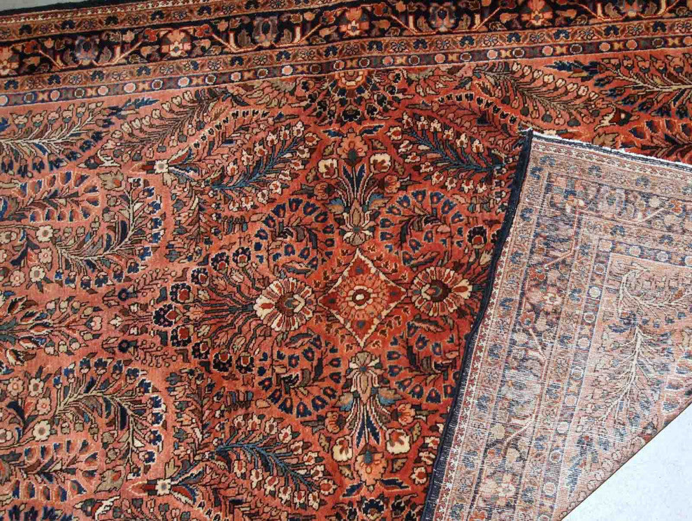 Handmade Antique Persian Sarouk Rug, 3.6'x5.5', 110cmx167cm 1920s