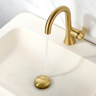 1-5/8" Push Pop-Up Drain Stopper No Overflow for Sink, Brushed Gold