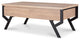 47" X 24" X 17" Natural And Black Particle Board Coffee Table