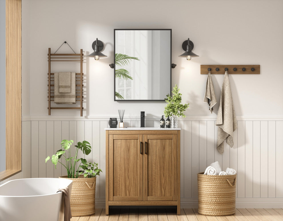 Home Living 30" Single Bathroom Vanity, Walnut Brown