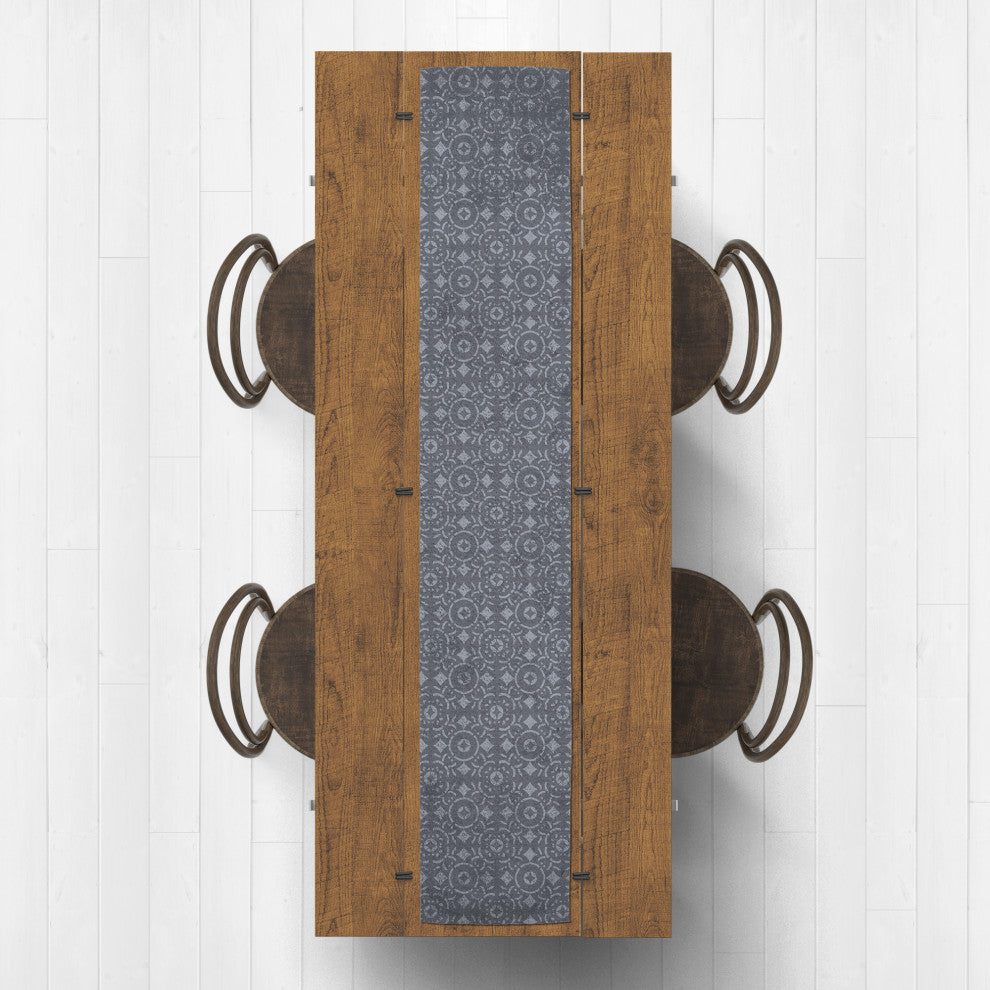 Distressed Navy Tile Pattern 16x90 Poly Twill Table Runner