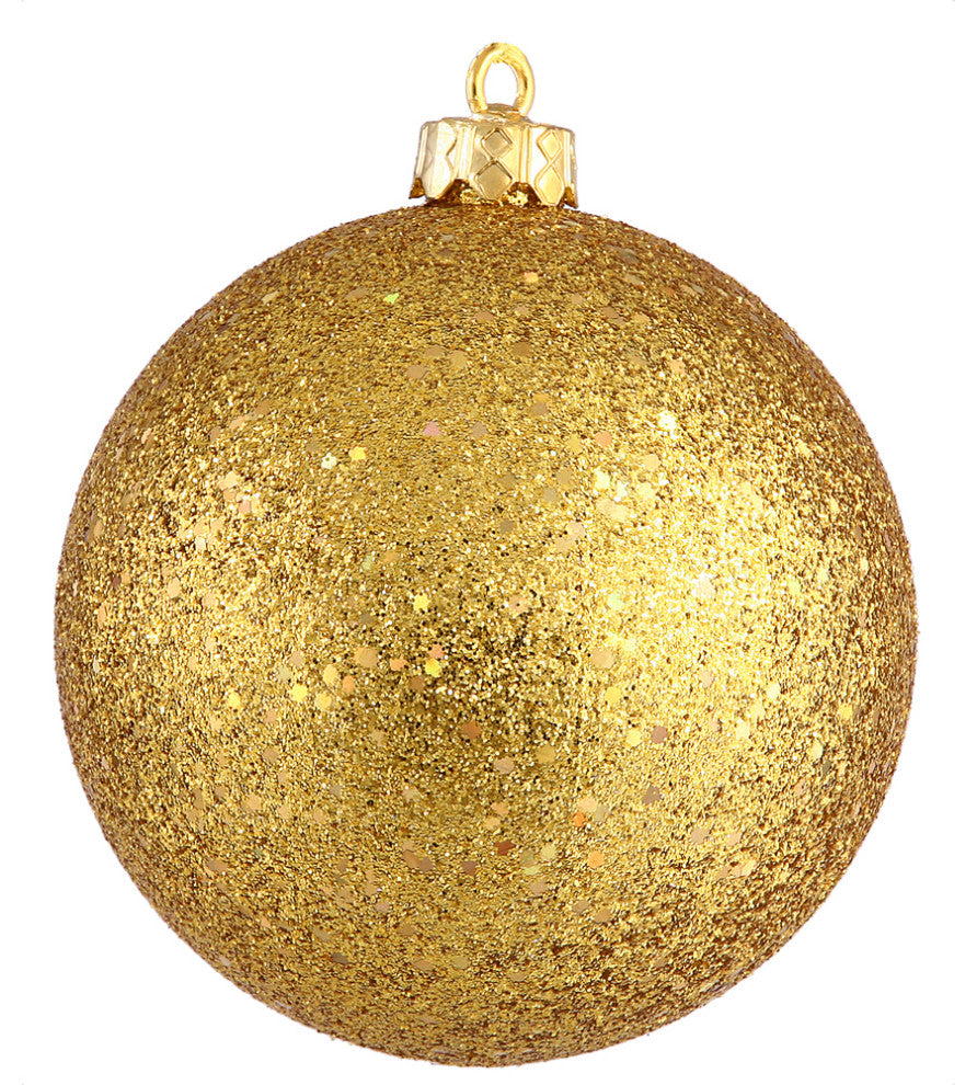 Vickerman N591530DQ 6" Antique Gold Sequin Ball Ornament, 4 per Bag