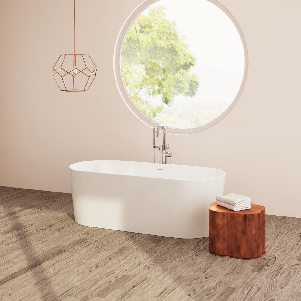 Perlato Andorra Freestanding Soaking Tub, White, 71"
