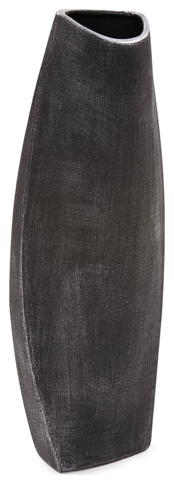 Textured Black Free Formed Ceramic Vase, Tall