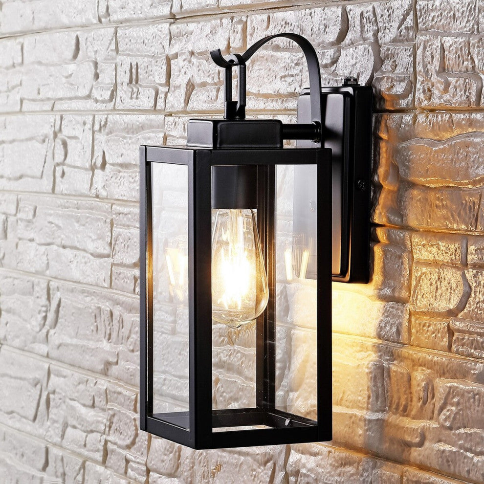 Safavieh Clemens Outdoor Wall Sconce Set of 2 Matte Black