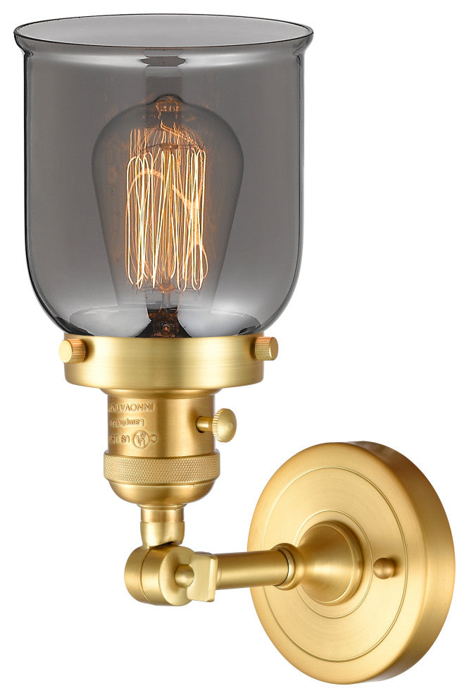 Bell Sconce With Switch, Satin Gold, Plated Smoke