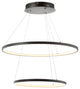 Circulo Metal Round Modern LED Pendant, Matte Black, Width: 24"