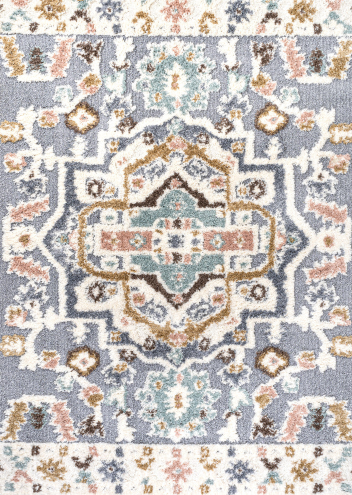 Aziza Persian Medallion High-Low Multi 5'x8' Area Rug