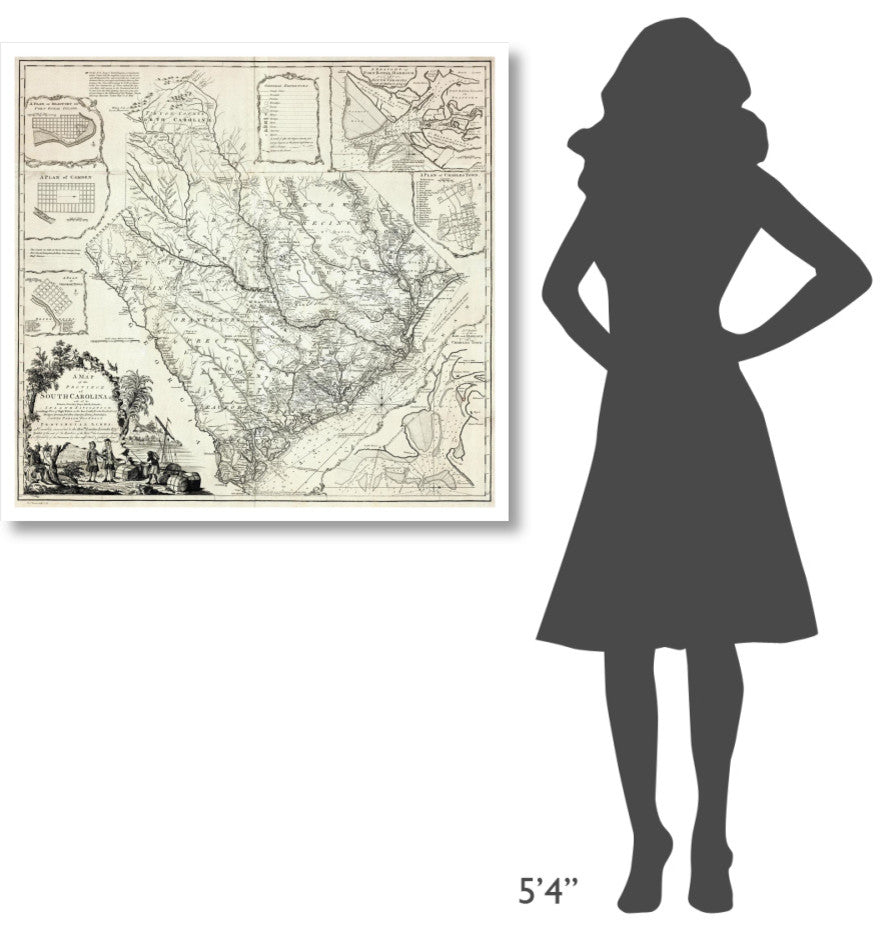 "A Map of the Province of South Carolina, 1773" Print by James Cook, 38"x36"