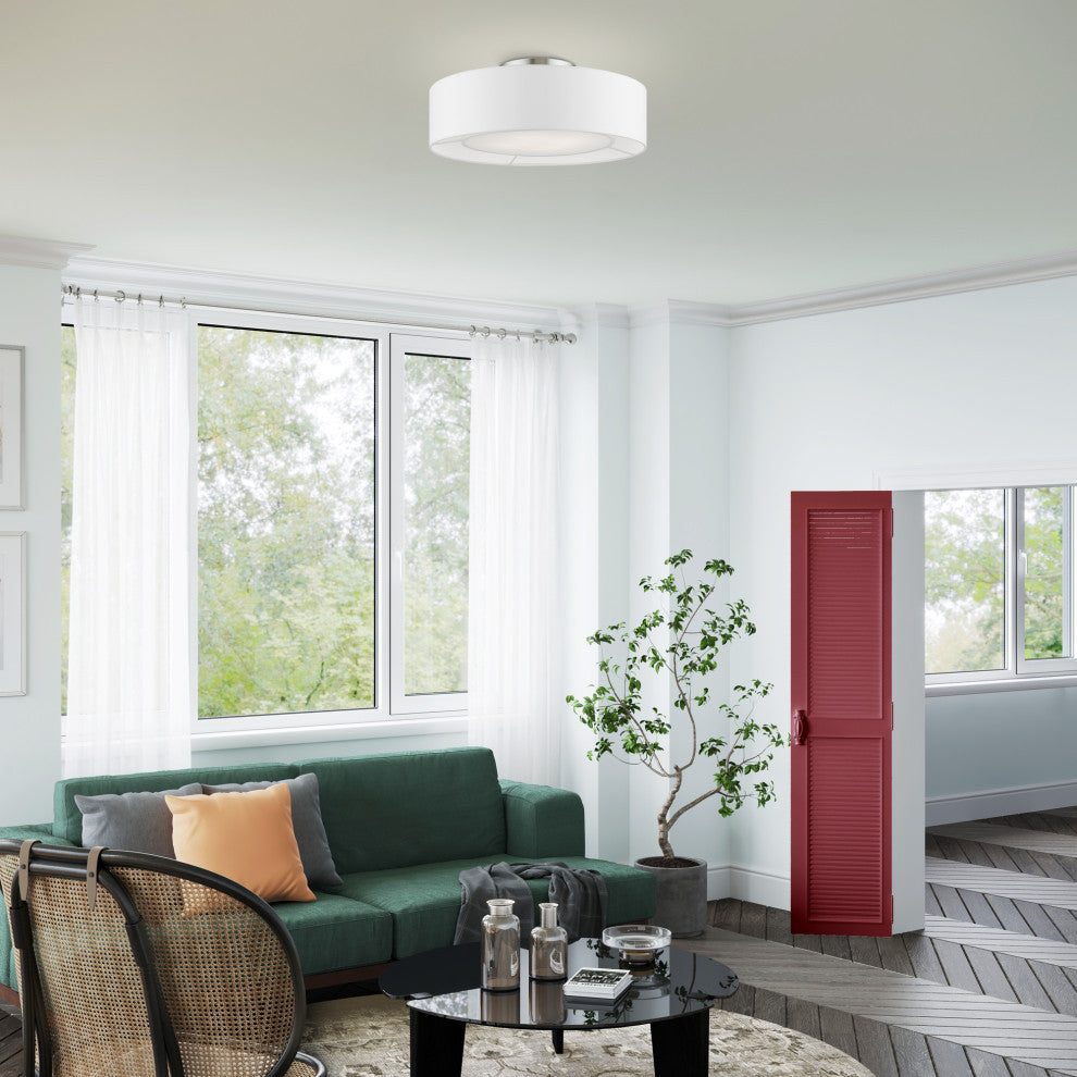 Gilmore 4 Light Brushed Nickel With Shiny White Accents Semi-Flush