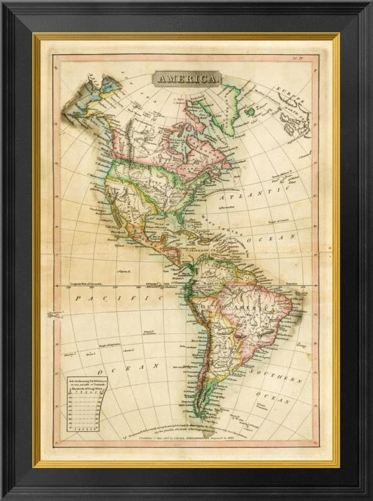 "America, 1820" Framed Canvas Giclee by John Melish, 20"x26"