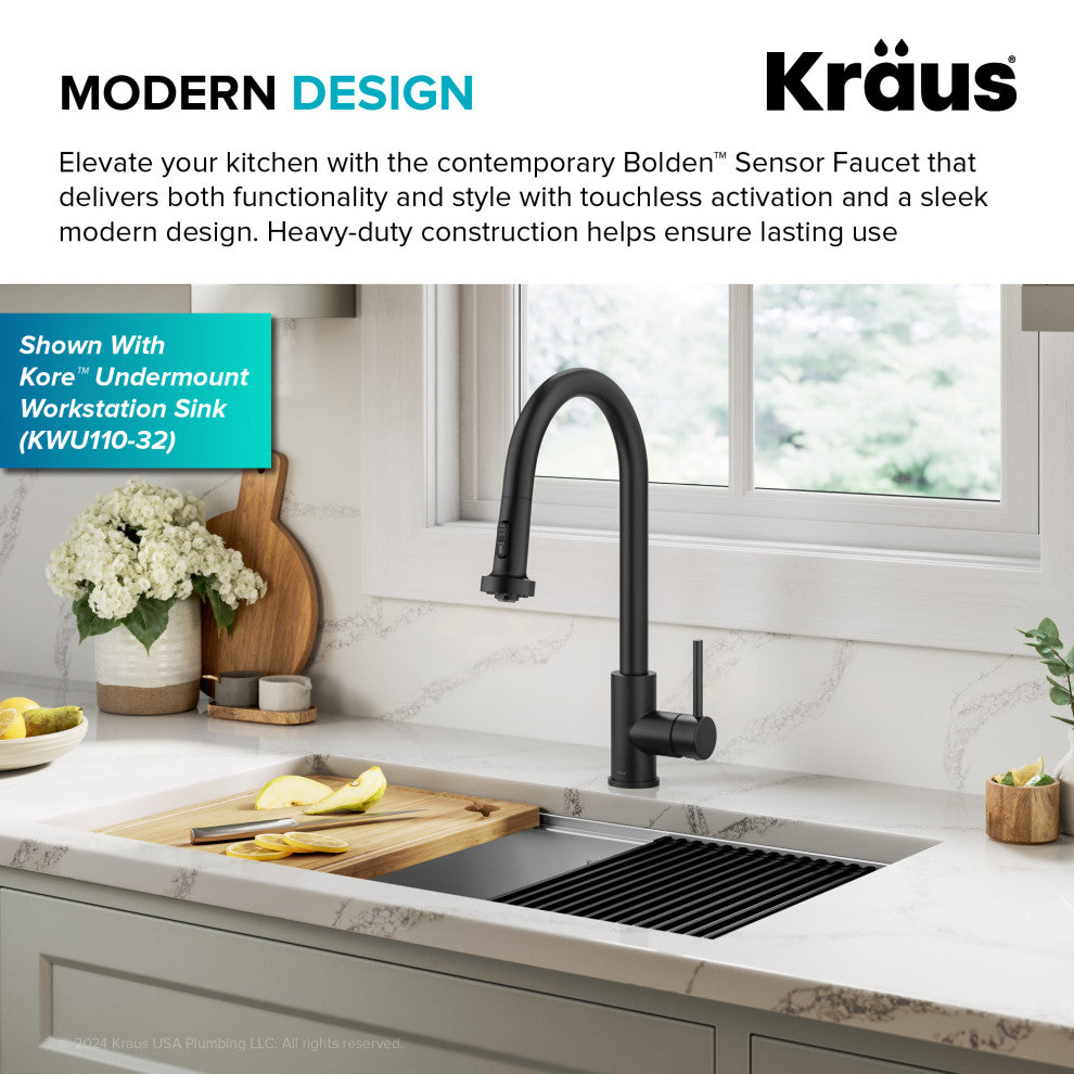 Bolden Sensor 2-Function Pull-Down 1-Handle Kitchen Faucet, Matte Black