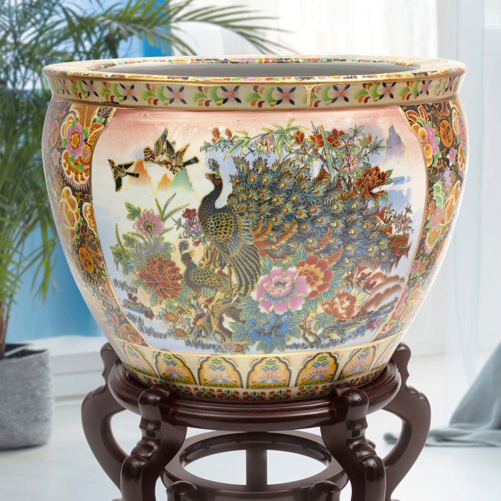 14" Famille Rose Porcelain Fishbowl