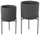 Benzara BM263149 Ceramic Planter With Speckles Pattern, 2-Piece Set, Gray