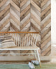 Chevron Wood Herringbone Peel and Stick Vinyl Wallpaper, Original, 24"w X 60"h