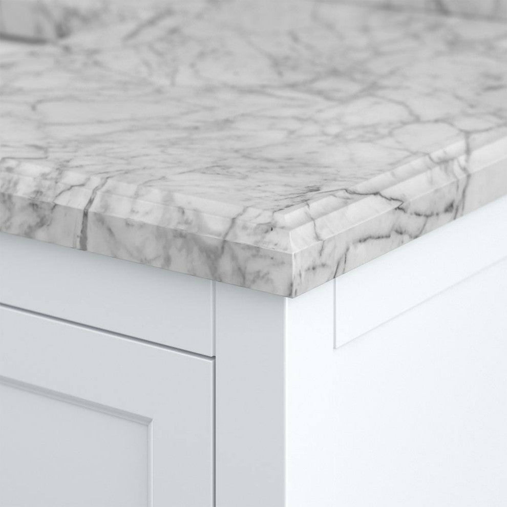 Affinity Bathroom Vanity With Carrara Marble Countertop, White, 49 in