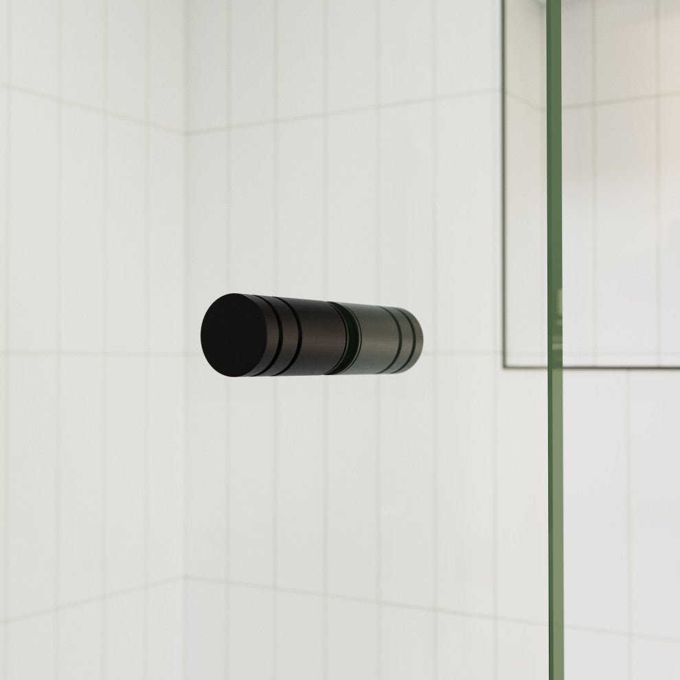 58.25"x64" Frameless Shower Bath Door Wall Hinge, Matte Black