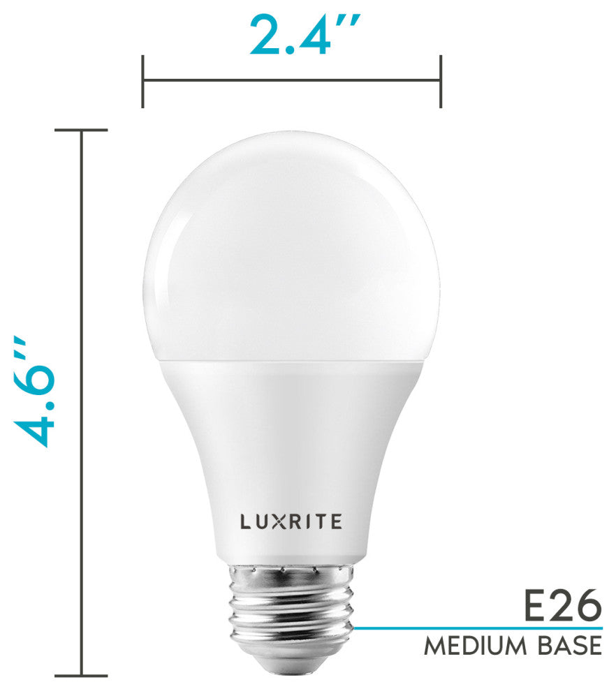Luxrite A19 LED Bulb Warm White 1600lm Enclosed Rated 15W E26 12 Pack