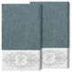 Linum Home Turkish Cotton Monica 2-Piece Embellished Bath Towel Set, Teal