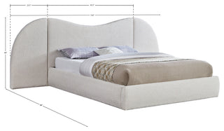 Everest Upholstered Bed, Cream, King, Boucle Fabric