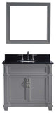 Virtu Victoria 36" Single Bathroom Vanity, Gray With Faucet and Mirror