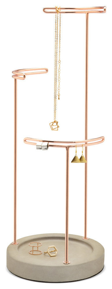 Umbra Tesora Jewelry Stand, Concrete/Copper