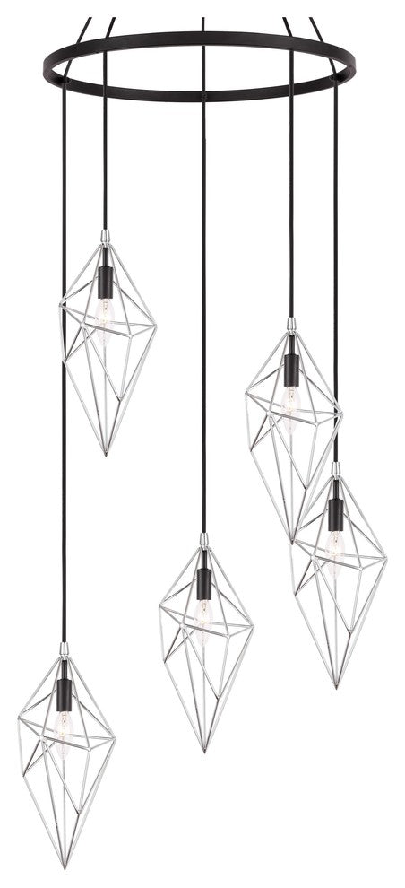 Woodbridge Lighting Lanning 5-Light Chandelier, Chrome/Bronze
