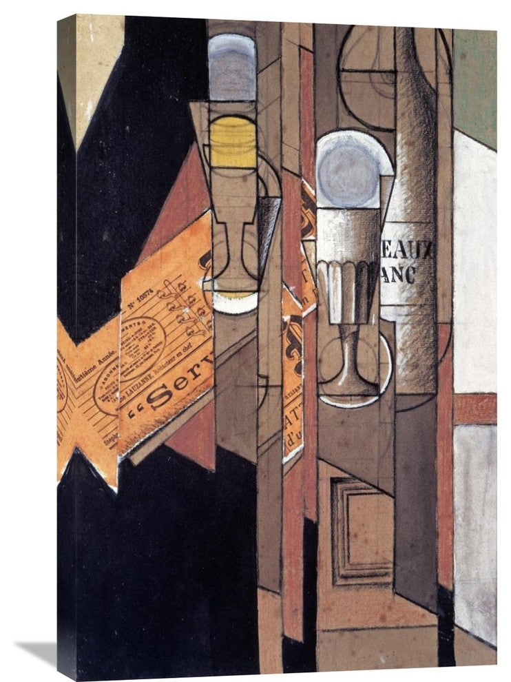 "Glasses, a Newspaper and a Bottle of Wine" Artwork
