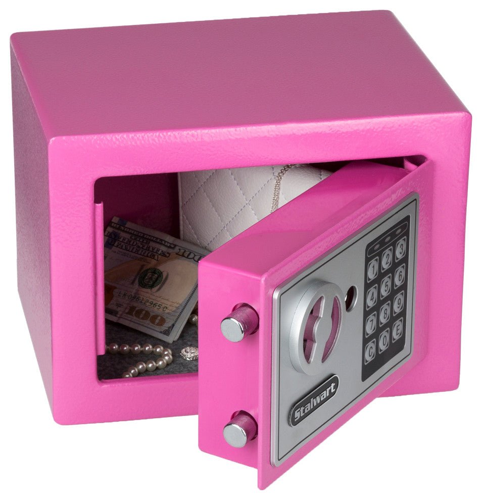 Digital Steel Security Safe For Valuables by Stalwart, Pink