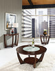 Rafael End Table in Cherry Finished Wood with Glass inlay