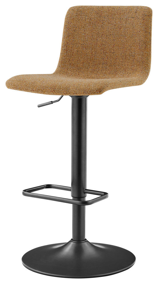 Bruce Gaslift Bar Stool, Pebbled Mustard, Fabric