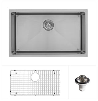 Karran 30" Undermount Large Single Bowl Stainless Steel Kitchen Sink Kit