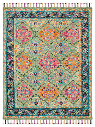 Safavieh Aspen Apn114Y Bohemian Rug, Light Green/Black, 7'0"x7'0" Square
