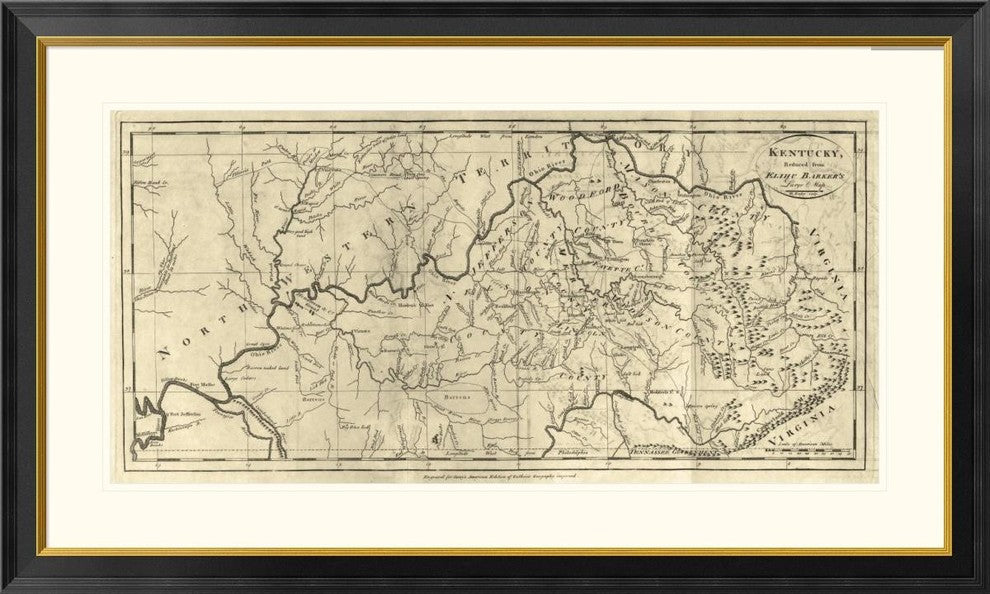 "Kentucky, 1795" Framed Digital Print by Mathew Carey, 46"x28"