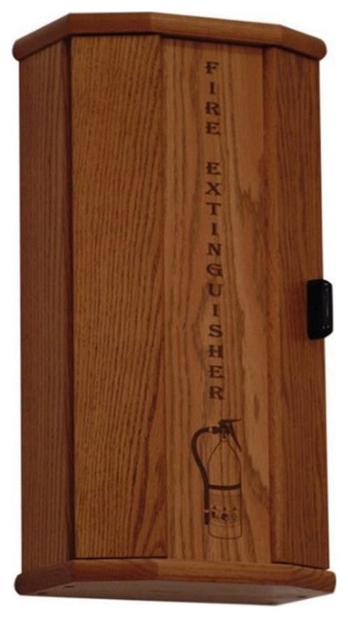 Wooden Mallet Fire Extinguisher Cabinet in Medium Oak