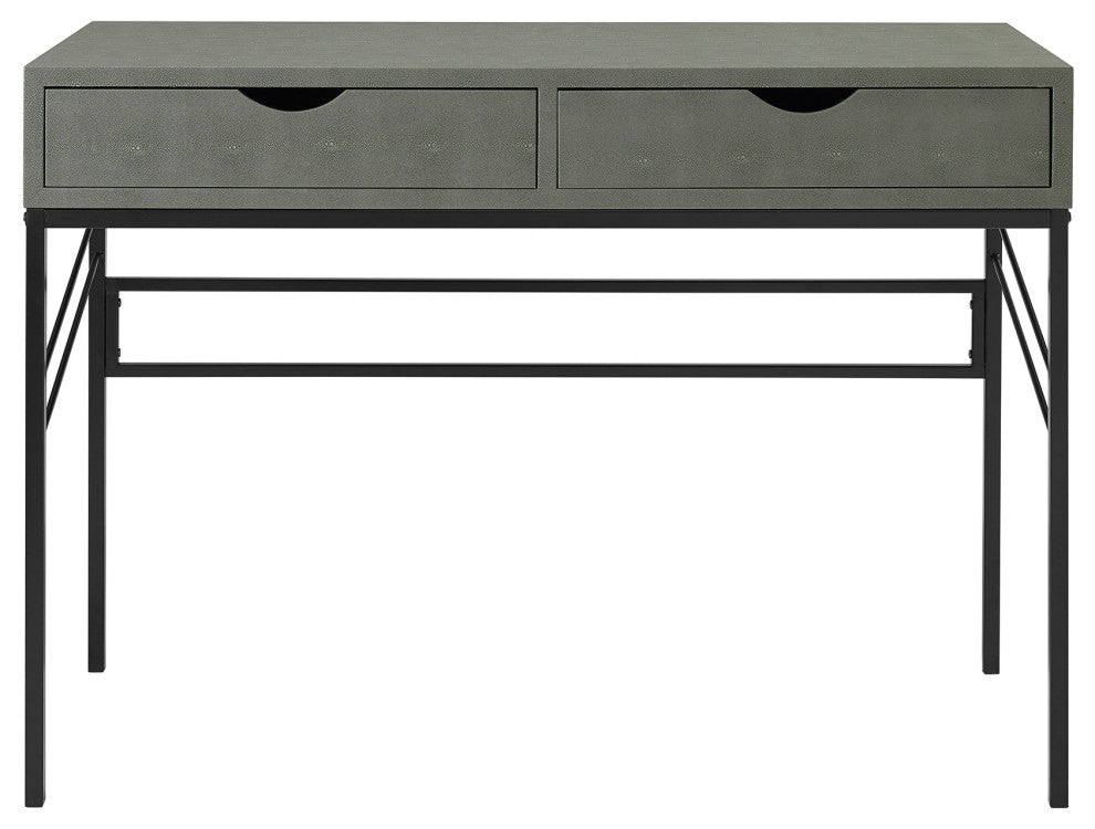 Vetti 44" Faux Shagreen 2 Drawer Desk, Gray