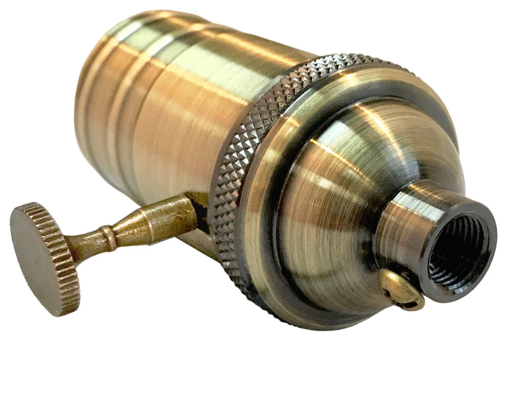 Royal Designs, Inc. On/Off Turn Knob Lamp Socket, Antique Brass, Set of 10