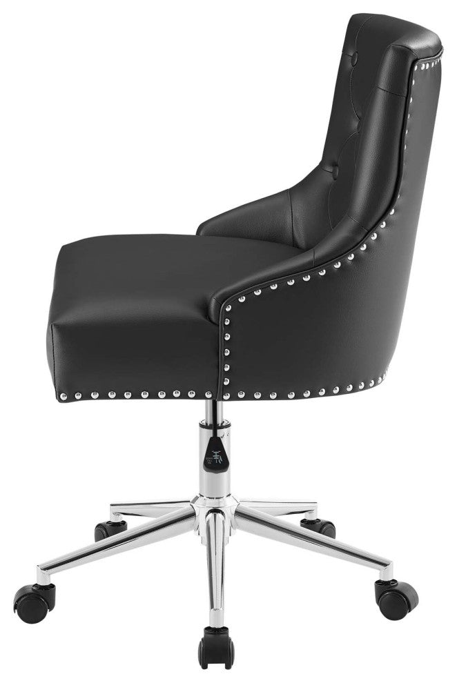 Home Business Office Work Desk Chair, Faux Vinyl Leather Aluminum, Black