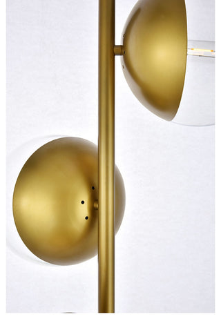 Eclipse 3 Light Floor Lamp, Brass With Clear Glass