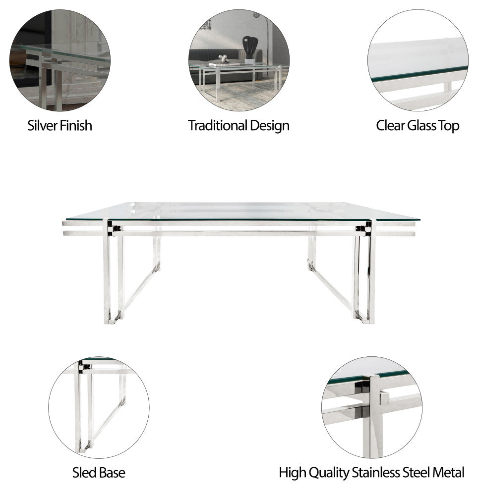 Metal 55" Coffee Table, Silver