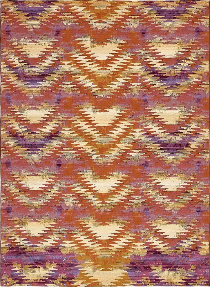 Contemporary Veranda 8'x11'4" Rectangle Crimson Area Rug