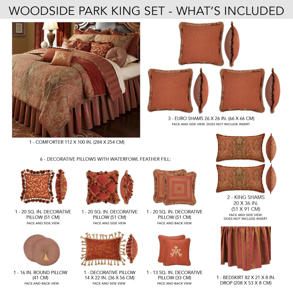 Aico Amini Woodside Park 13 pc King Comforter Set in Spice