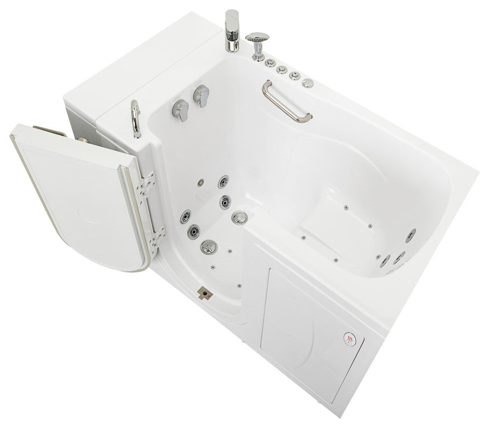 Ella Capri 30"x52" Air+Hydro Massage Walk-In Bathtub, Outward Swing Door, Faucet